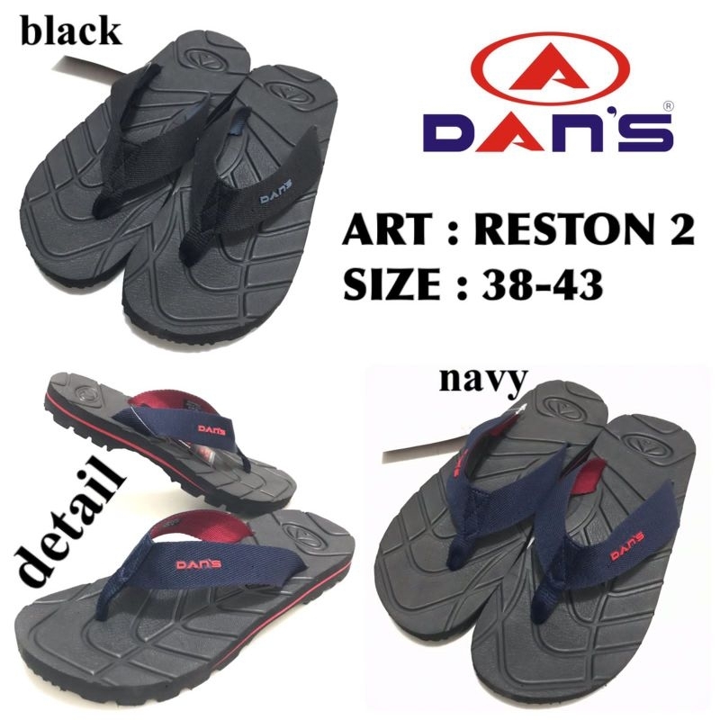 SANDAL JAPIT LAKI LAKI DANS RESTON 2 READY WARNA HITAM DAN NAVY.