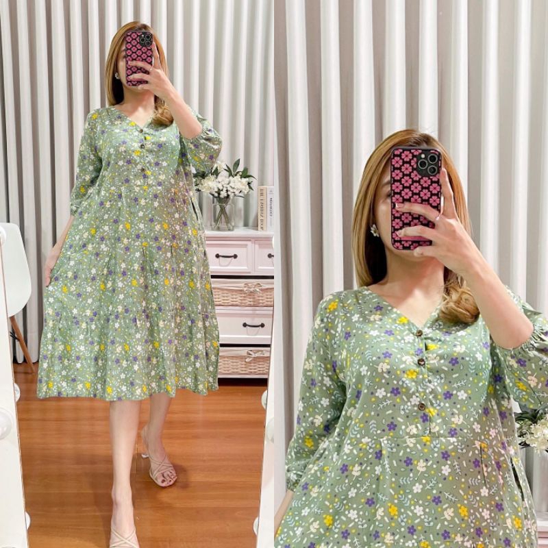 Dress MIDI jumbo | daster susun | Tunik jumbo