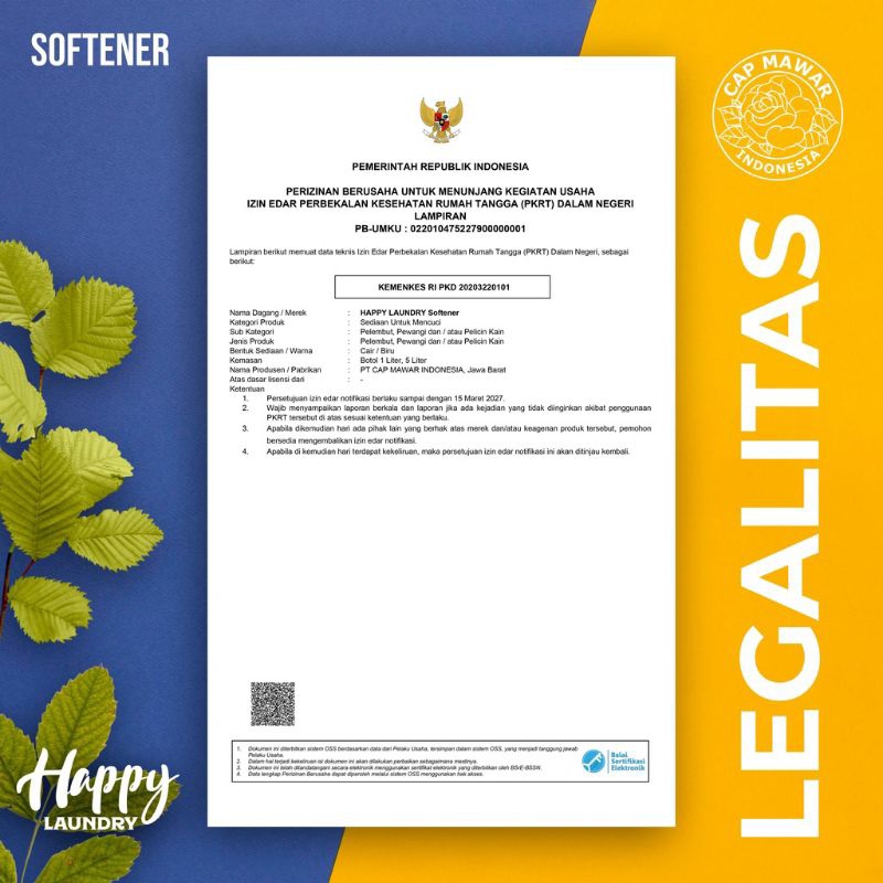 SOFTENER PAKAIAN (PINK) 1 LITER HAPPY LAUNDRY / PELEMBUT PAKAIAN / SOFTENER