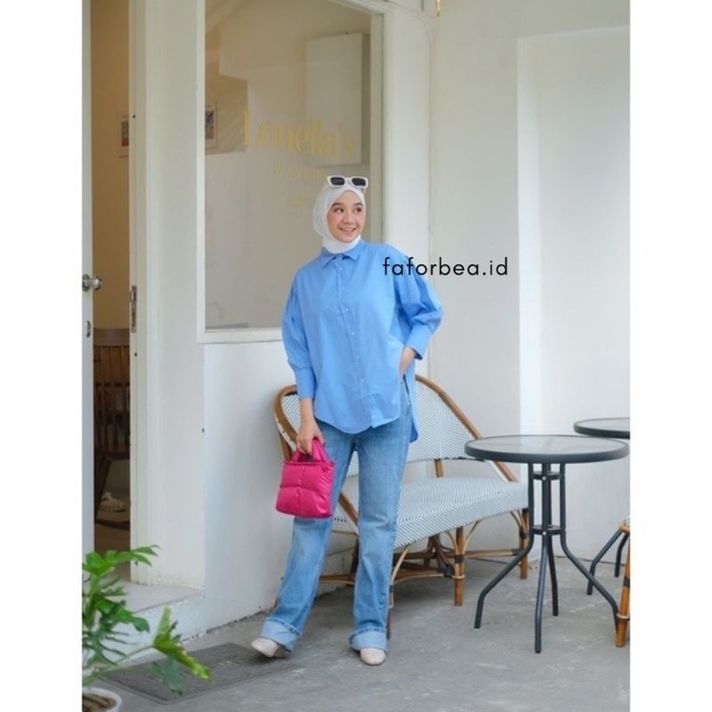 Lina Top Kemeja Blouse Jumbo Monalisa Kemeja Oversize Shakila