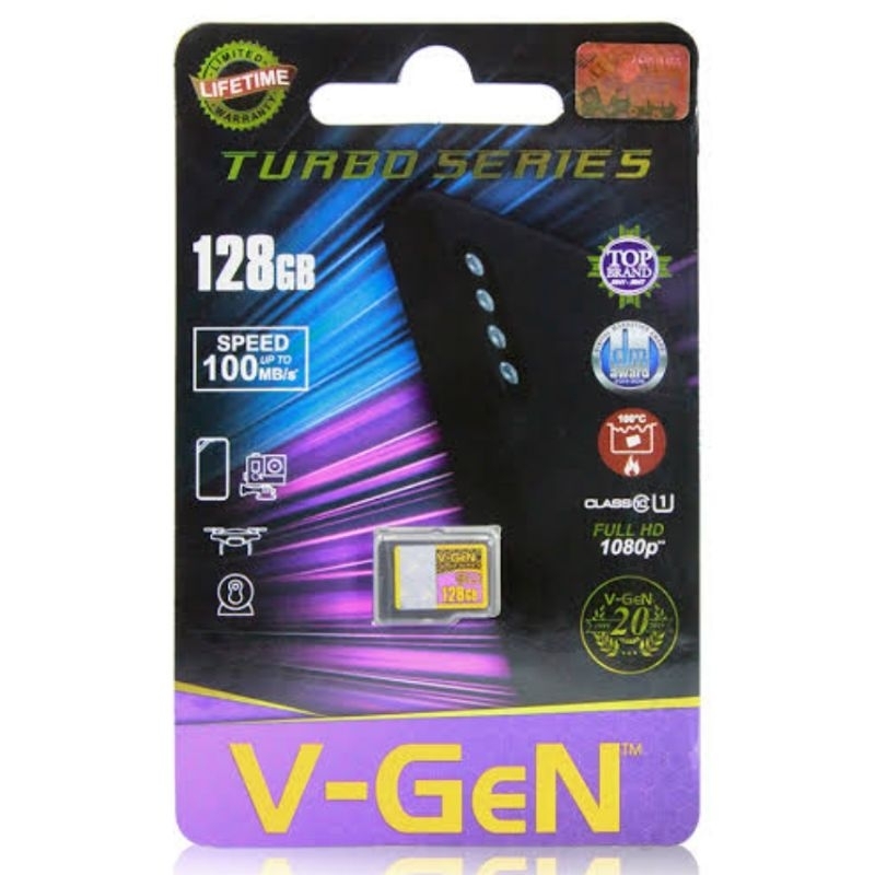 Memori Micro SD V-Gen 128 GB Memory Card 128gb Class 10 Turbo Vgen Original Mmc Sdhc Tf Non Adaptor