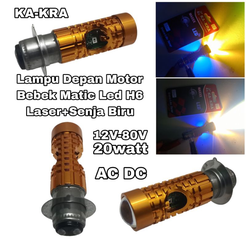 Lampu Led H6 Laser Cahaya High Low Type laser Cahaya Kuning Putih Plus Senja Biru/Lampu Depan Motor 