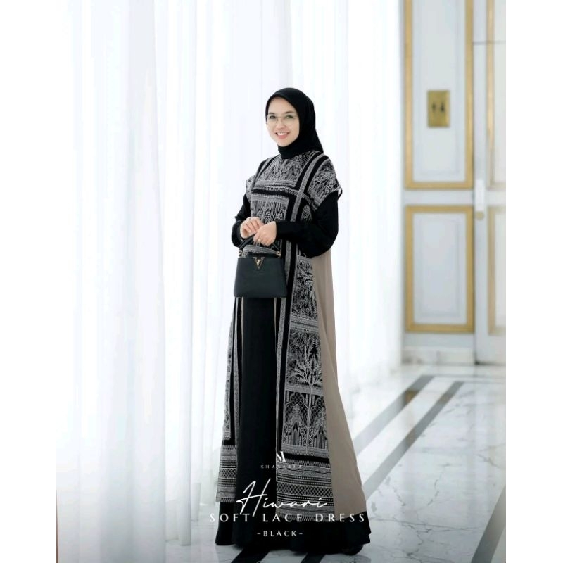 HIWARI SOFT LACE DRESS (Inner dan Outer) ORI BY SHARAREA_LIMITED STOCK_READY SIAP KIRIM