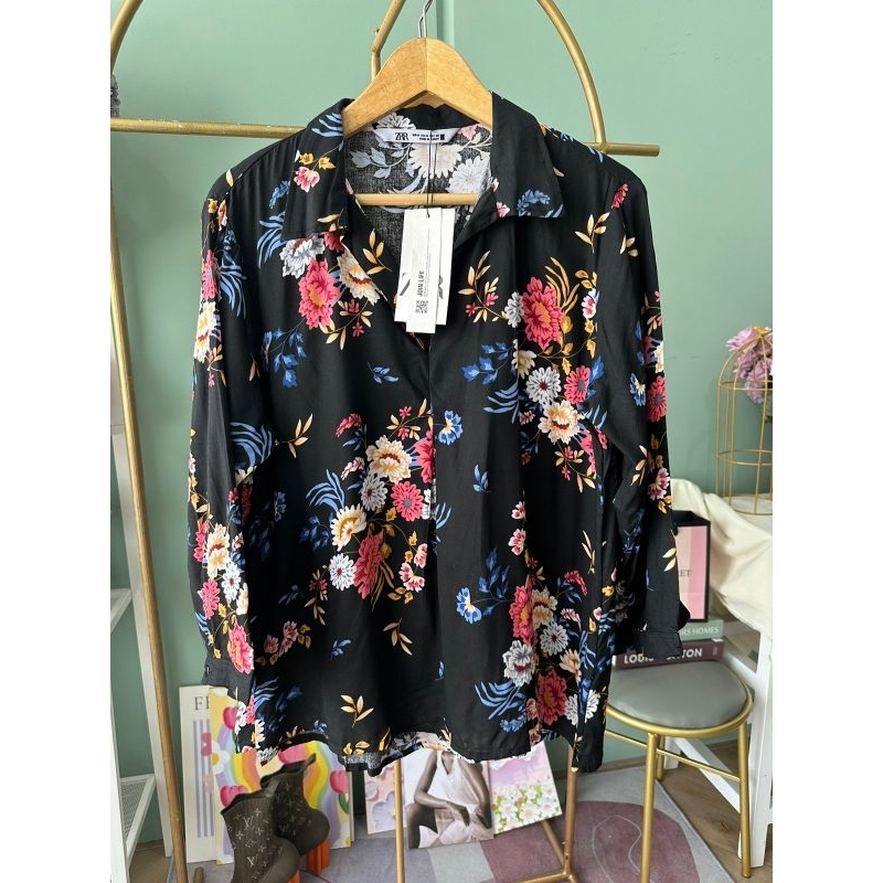 Zrrrrr flora v neck blouse