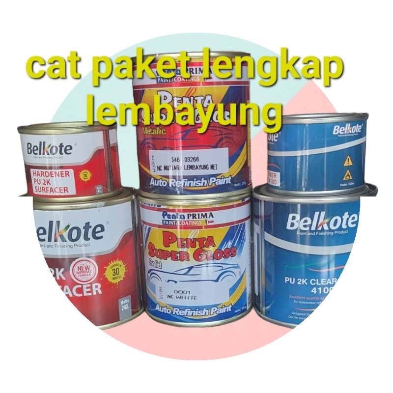 CAT PAKET LENGKAP PENTA SUPER GLOSS MUTIARA LEMBAYUNG UNGU - PUTIH - BIRU - HIJAU - MERAH - GOLD - CAT DUCO OTOMOTIF