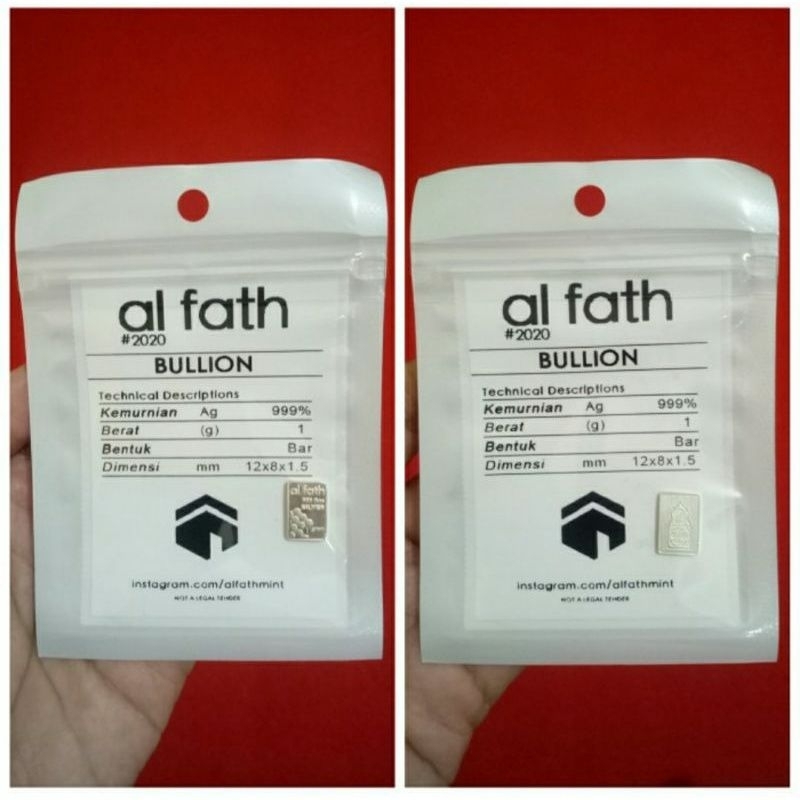 perak batangan Al fath 1 gram, not perak antam nadir