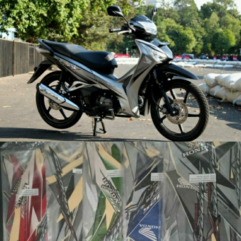(Bisa COD) Striping stiker standar ori Supra X 125 PGM FI stiker full body Supra X helm-in
