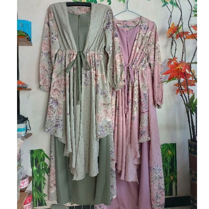 BerMus Gamis Dress Triyana  motif sultan/Sage green