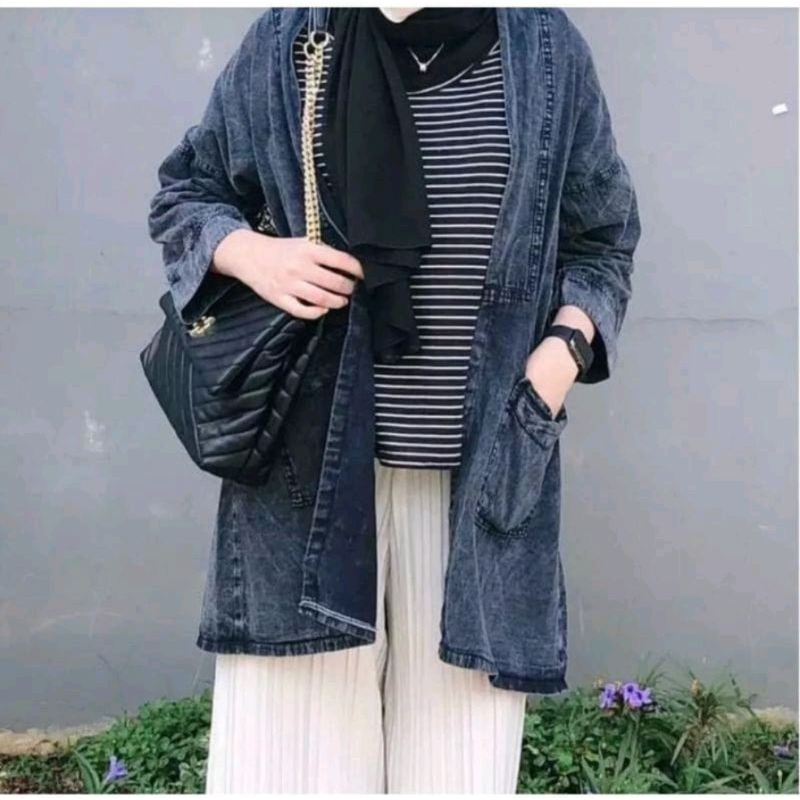 (Bisa cod) OOTD Jaket Baju Atasan Outer Blazer Jeans Wash Wanita