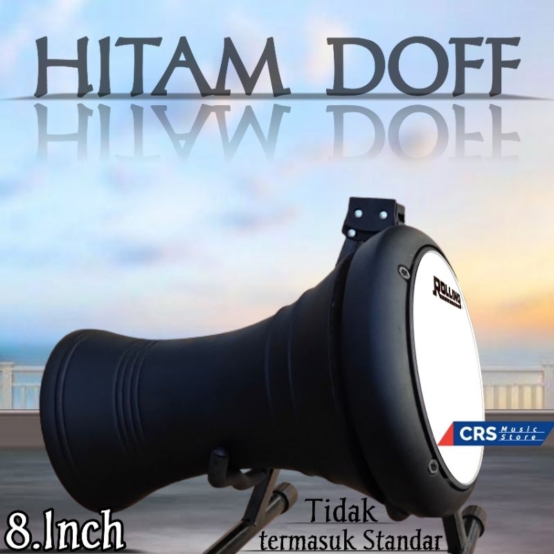 Darbuka Kayu Gendang 8 inch Hitam Dof Rolling Putih