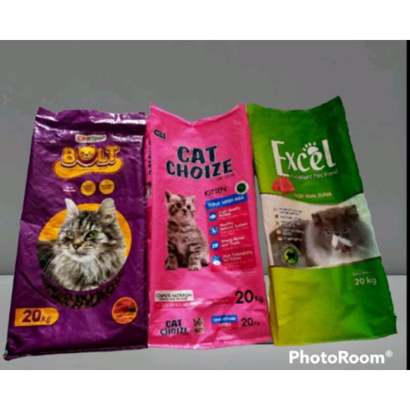 karung bekas pakan kucing 20 kg