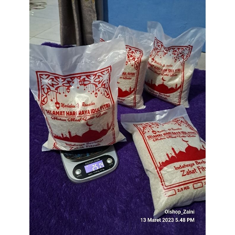 

Beras Zakat Fitrah 2.5 kg, Setra Ramos, Rojolele, Pulen, SUPER Murah a