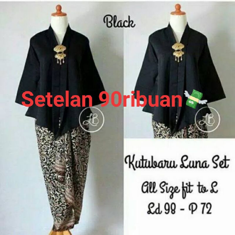 SETELAN KEBAYA ENCIM FLOY HITAM kebaya busui kutubaru busui kebaya hitam kebaya gold/kebaya peach