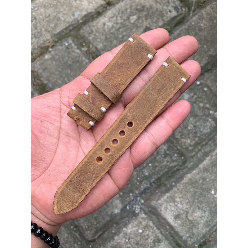 Strap tali jam tangan kulit sapi asli CH handmade lentur