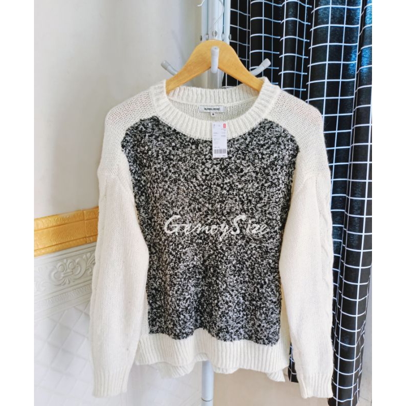 sweater Global work rajut oversize wanita crewneck bigsize knittwear jumbo