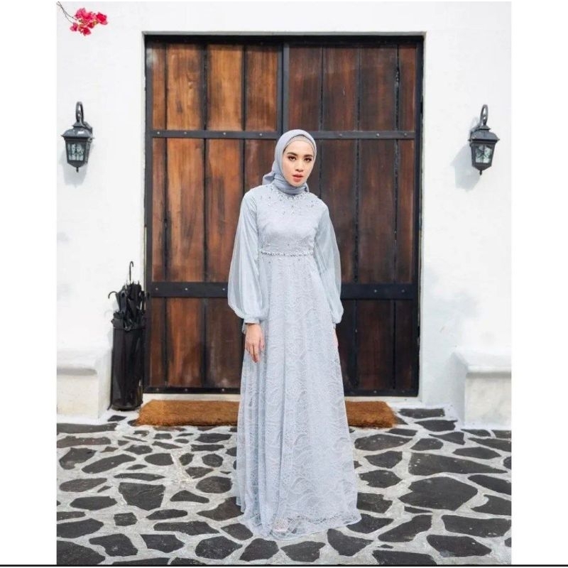 Nadine Dress Exclusive Terbaru Gamis Brukat Kondangan Lamaran