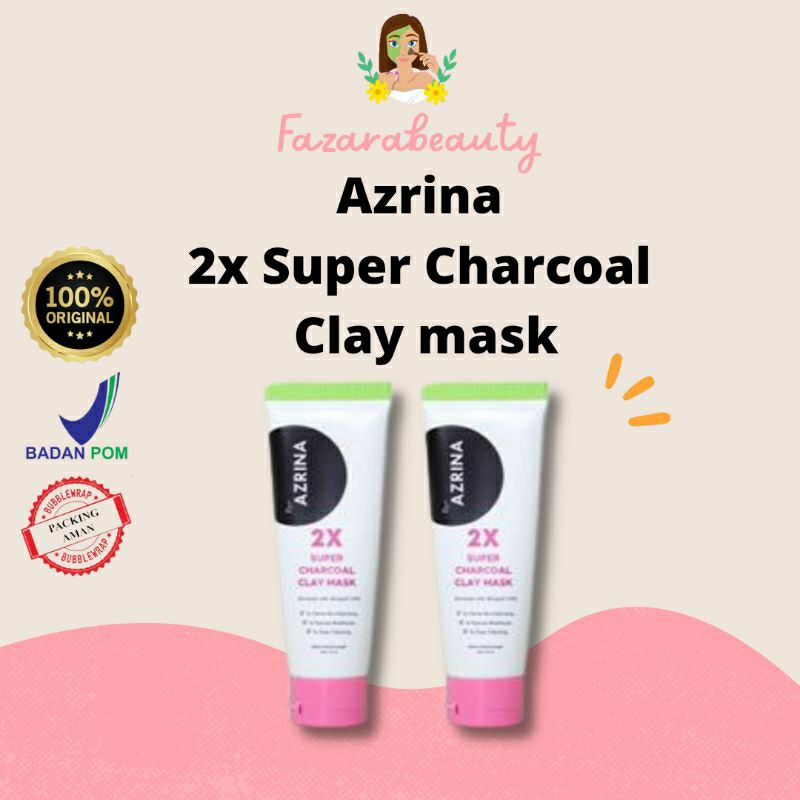 [READY SIAP KIRIM] AZRINA 2X SUPER CHARCOAL CLAY MASK ISI 25 ML BPOM