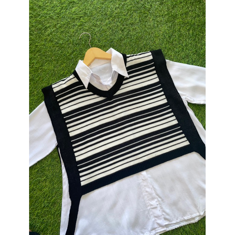 crop yura vest tali piramida  /atasan baju wanita rompi v neck