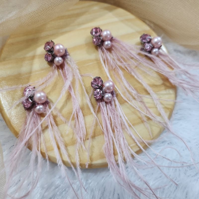 Marcella Ostrich Crystal Payet Bulu kristal payet rangkai tabur kristal cangkang premium