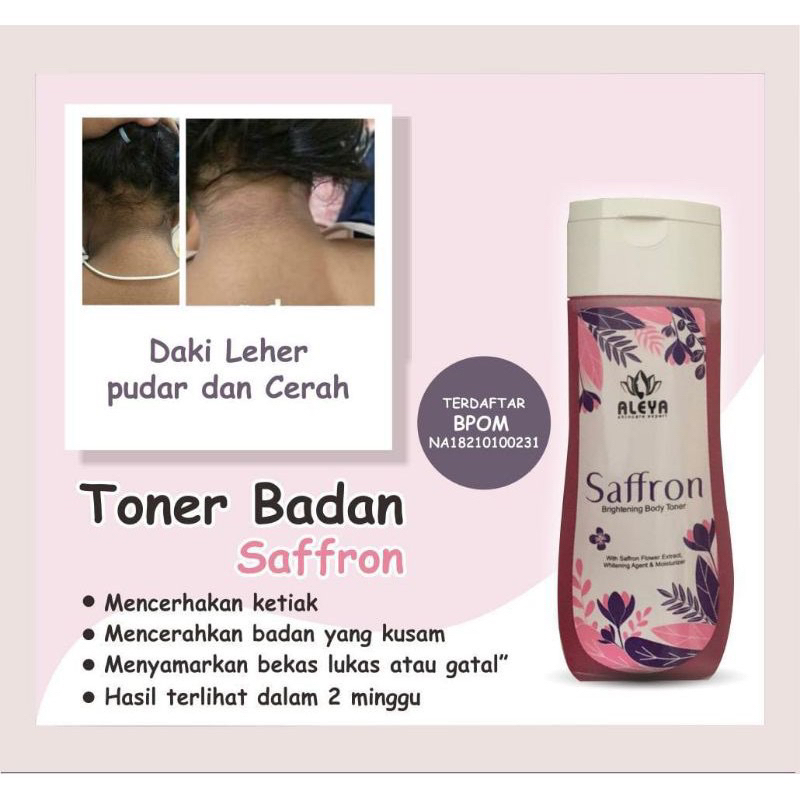 PROMO‼️Aleya toner whitening badan penghilang bekas luka toner pemutih saffron toner glowing ampuh