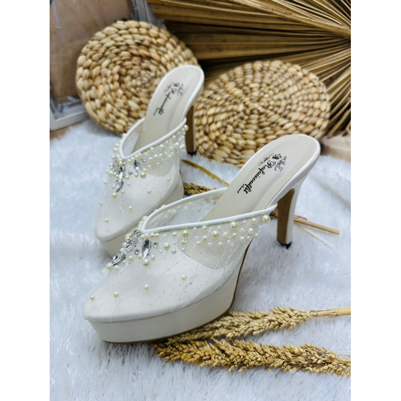 sepatu wedding yohanda wanita broken white 9cm