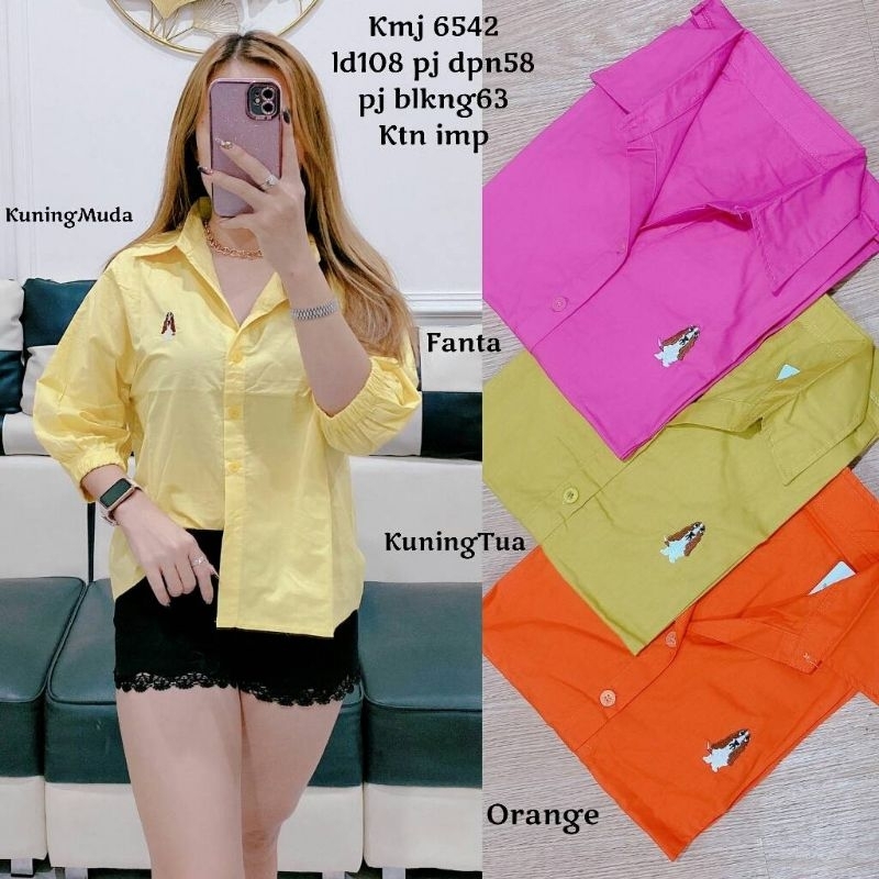 kmj 6542 kemeja katun import colourfull  Ktn imp