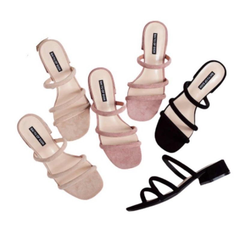 SANDAL WANITA HAK PENDEK 3 TALI