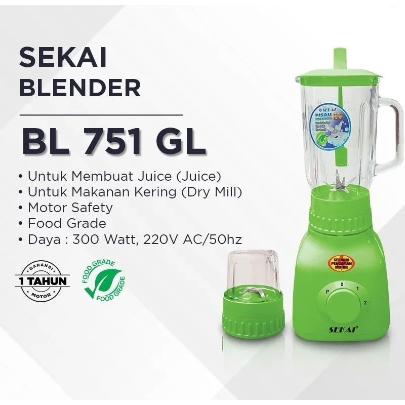 Blender Sekai BL 751 GL 2in1 Juice dan Bumbu Kering Food Grade