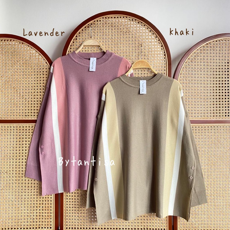 BLOUSE RAJUT OVERSIZE NAYRA KOMBINASI GARIS