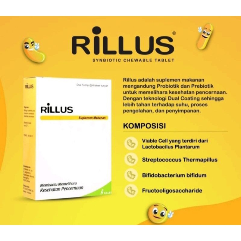 Rillus Tablet Kunyah Probiotic Prebiotic KOREA