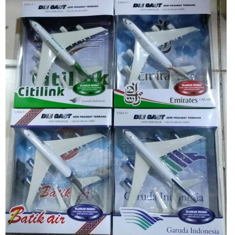 mainan Diecast pesawat terbang bisa pull back