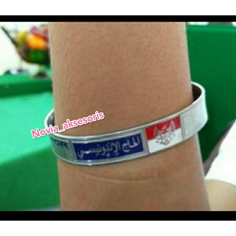 Gelang nama Haji identitas Haji ASLI / gelang Monel ASLI / gelang tangan / gelang plat nama