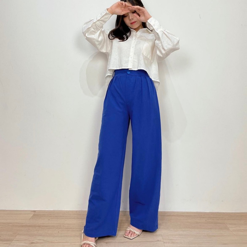 lookatmeofficial • Delivia Linen Pants - Celana Kulot Highwaist Bahan Linen Premium