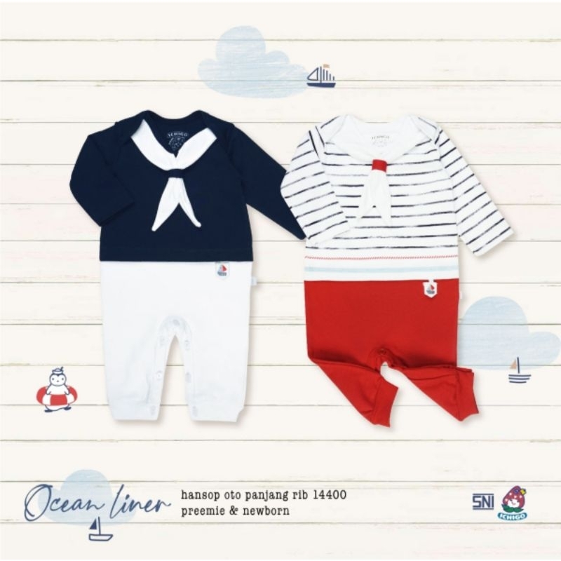 Ichigo Hansop Panjang Dasi Ocean Liner (1 Pcs) Sleepsiuit Bayi IC-HPJD