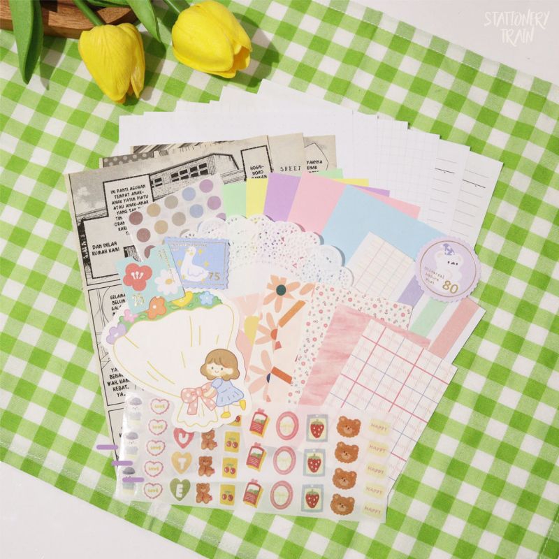 

Journal Kit Pastel / Jurnal Kit / Paper & Stickers Aesthetic Journaling Kit