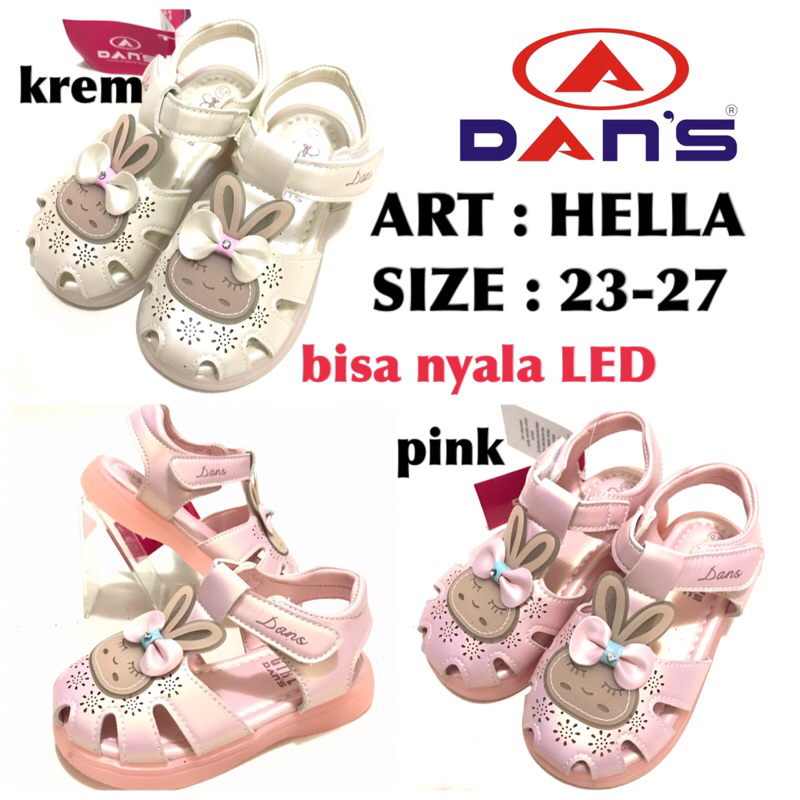 Sepatu Sandal Anak Perempuan Kreket Dans Hella LED Nyala