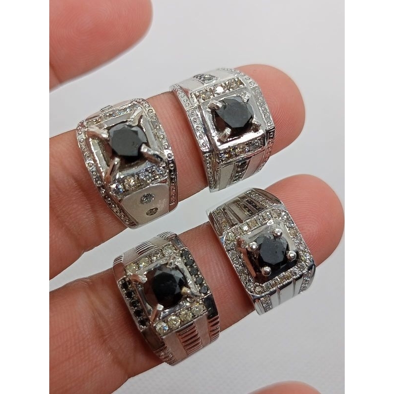 cincin pria full berlian mata utama black diamond/ natural berlian hitam murah harga pengrajin  grat