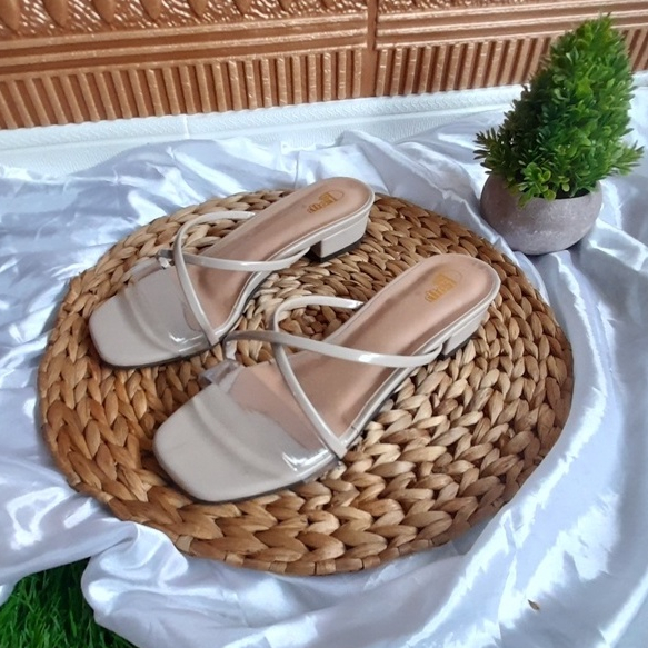 Sandal Heels wanita 3cm Tali Silang Ban 1 HB16