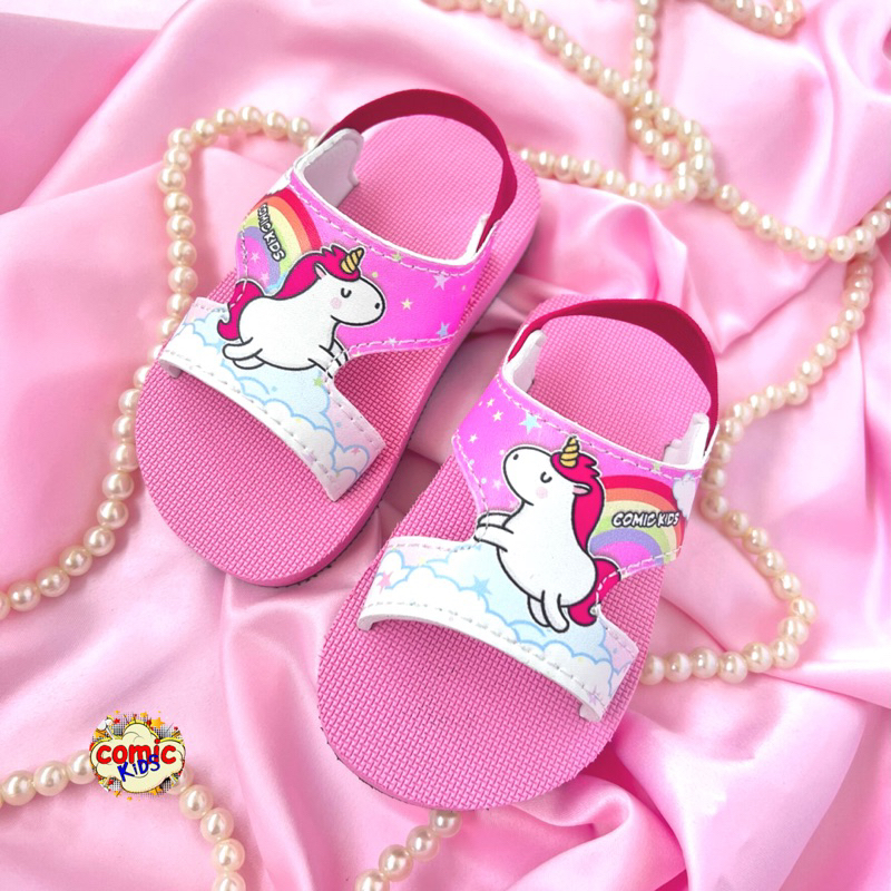 Sandal Anak Bayi Perempuan Comickids Sepatu Sendal Jepit Cewek Selop Balita 1 2 Tahun Baby Girl Kids Slippers Gwen Unicorn