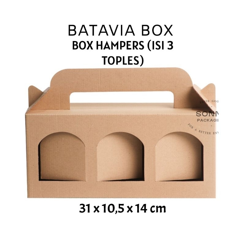 

Box Hampers isi 3 toples uk 31x10,5x14 cm atau isi 2 toples uk 21x10,5x14