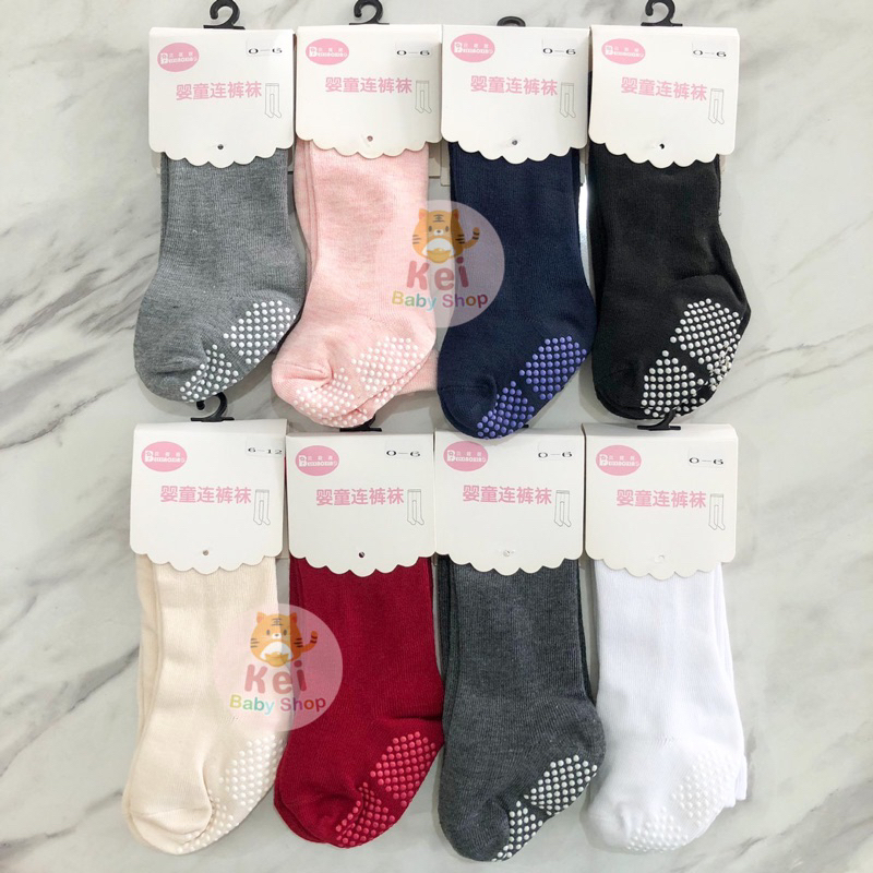 Legging Bayi Polos Lembut Tutup Kaki Premium Anti Slip 0-6 6-12 Bulan