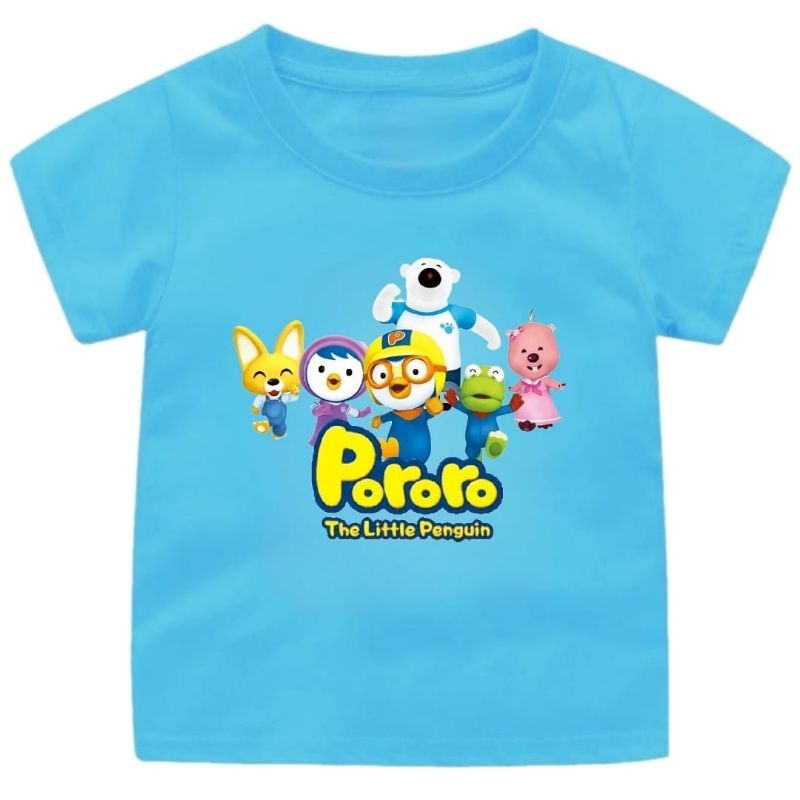 Baju Kaos Anak Cewek-Cowok 1-12Tahun PORORO//Atasan Kaos Anak Anak Lucu Ready 10 Warna