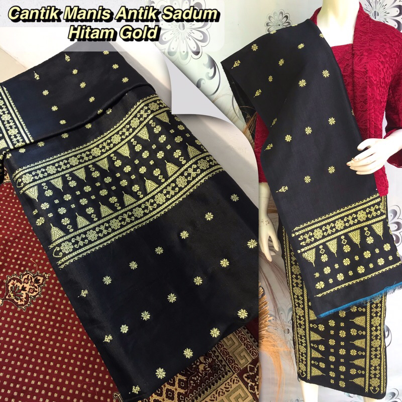 Songket Cantik Manis Antik Sadum-Asli Tenun Tangan Palembang/Songket Murmer/Songket Warna Hitam