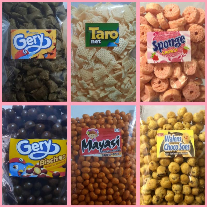 

Snack Ori Gery|Taro|Sponge|Gery bischoc|Wallen Soes Coklat