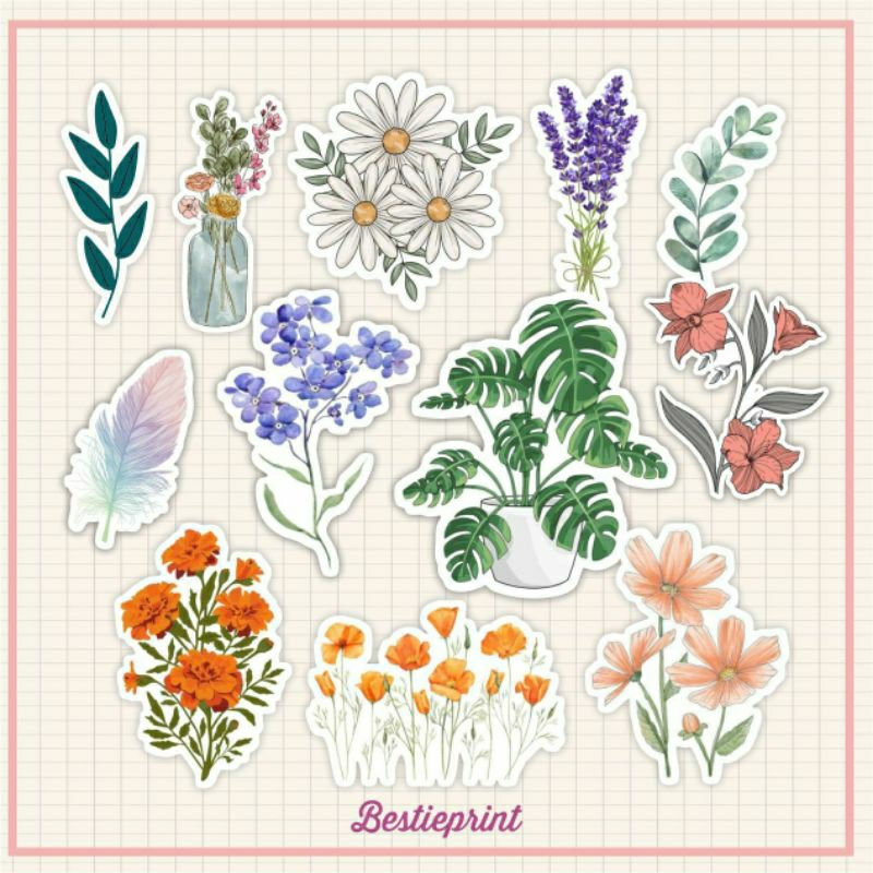 

STICKER AESTHETIC FLOWER SERIES-Stiker Bunga by Bestieprint-STICKER VINTAGE-Stiker Hp-Sticker Laptop/Notebook/Scrapbook/Sticker Gift