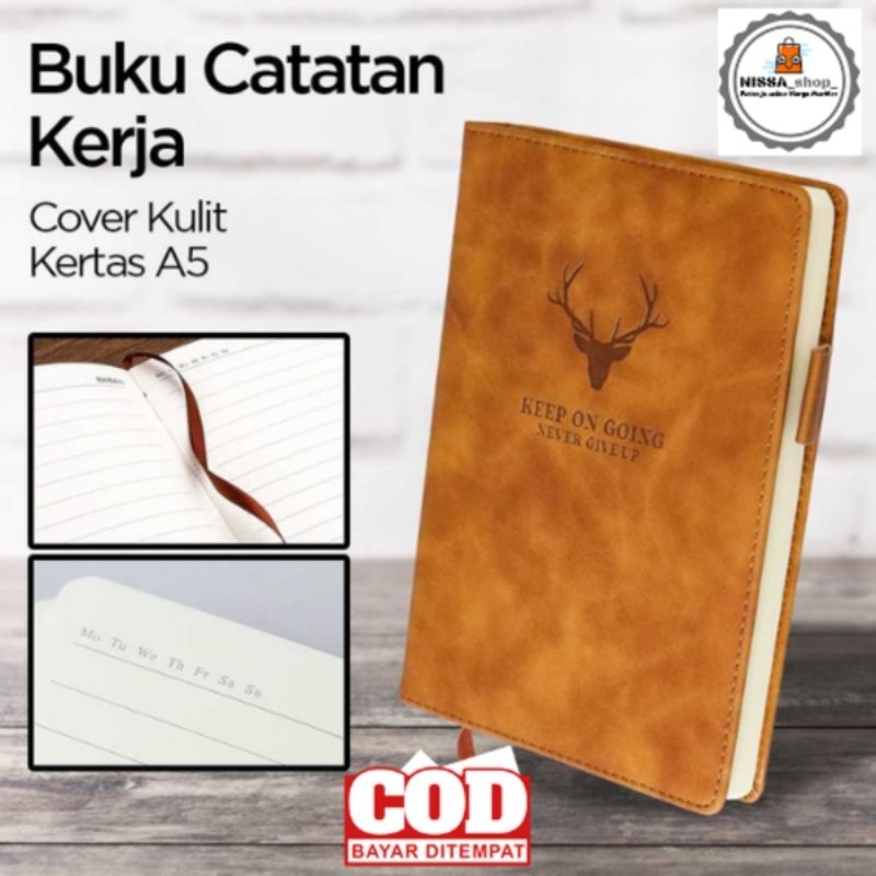 

Buku Catatan Kerja Notebooks Cover Kulit Jurnal PU Kertas A5 Hitam