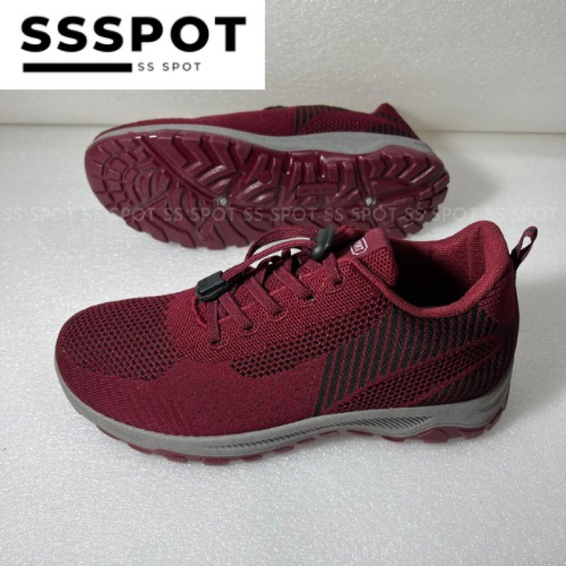 Sepatu Lari Olahraga Training Casual Wanita Sneakers Tali Serut - MAROON (Merah Maroon)