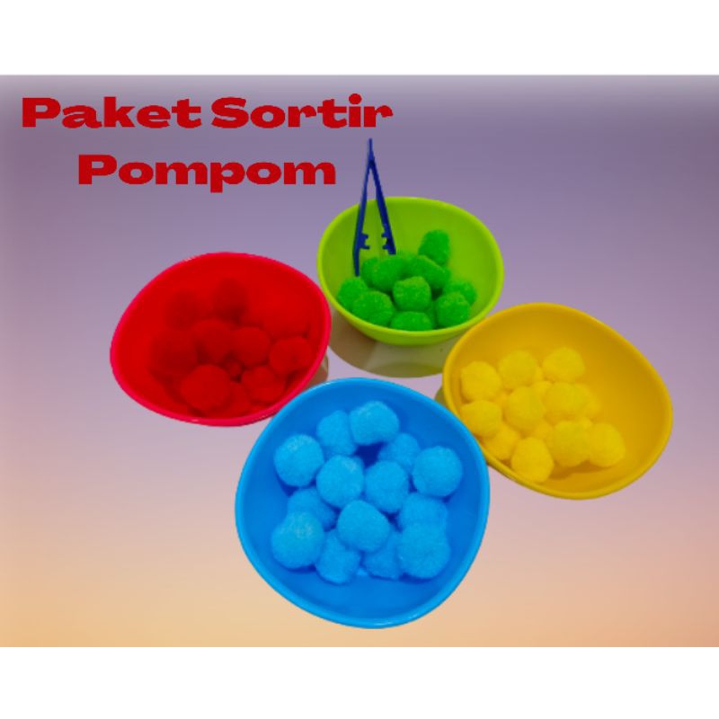 MAINAN EDUKASI PAKET SORTIR POMPOM