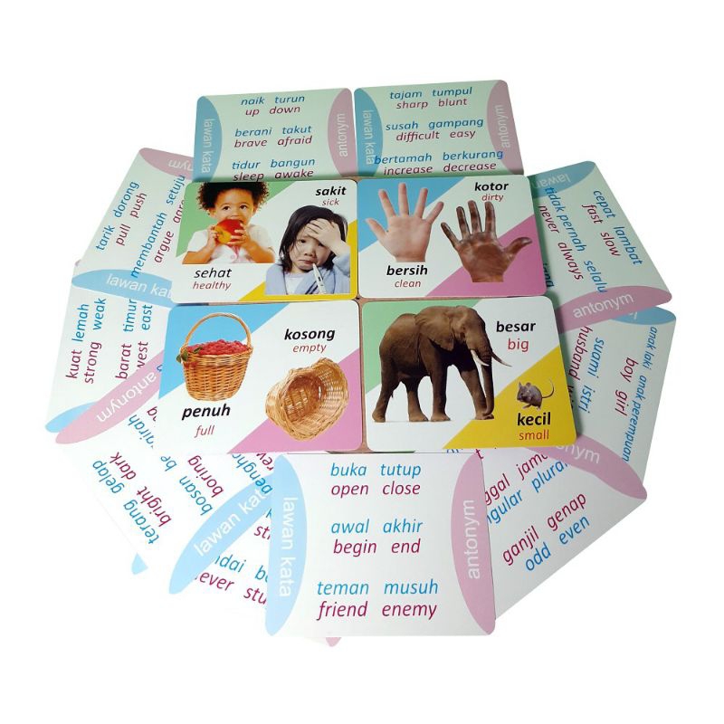 mainan anak kartu Antonim lawan kata