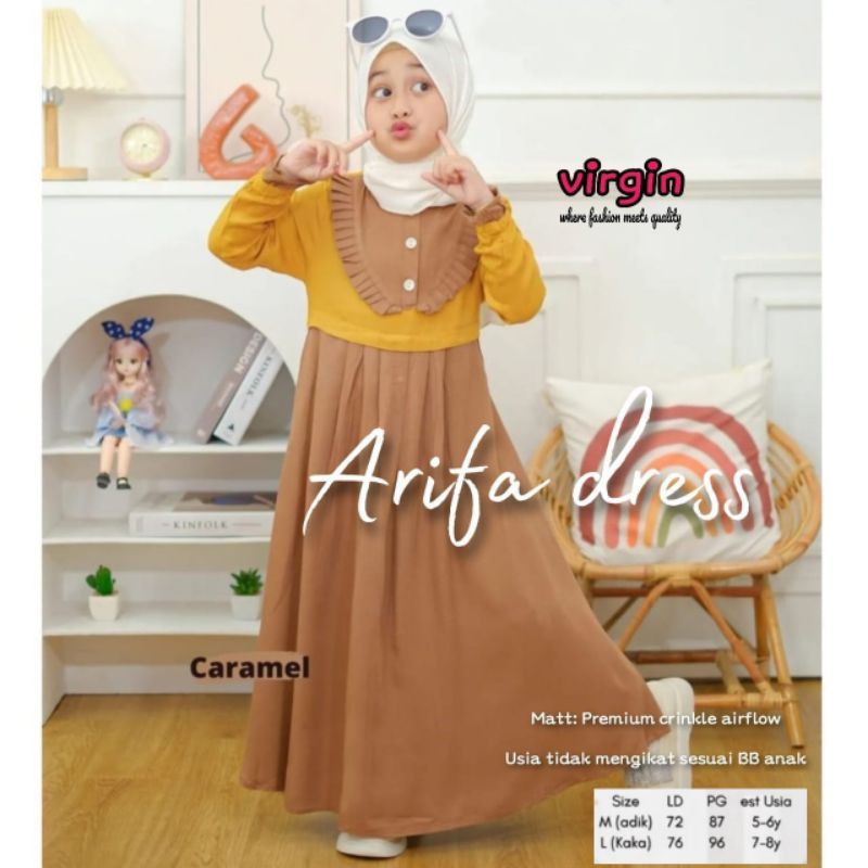 arifa dress kid dress anak bahan cringkle